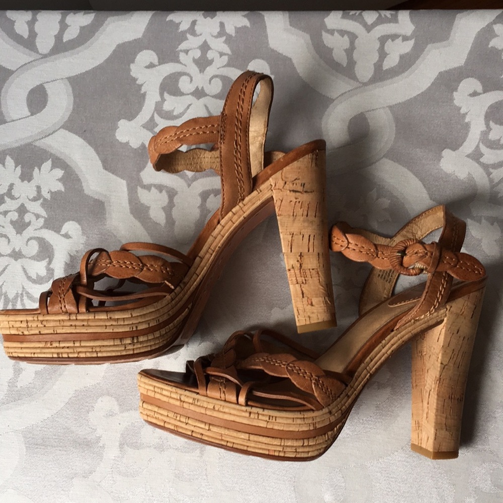 Frye Lena Leaf Leather High Heel Sandals - Picture 4 of 7